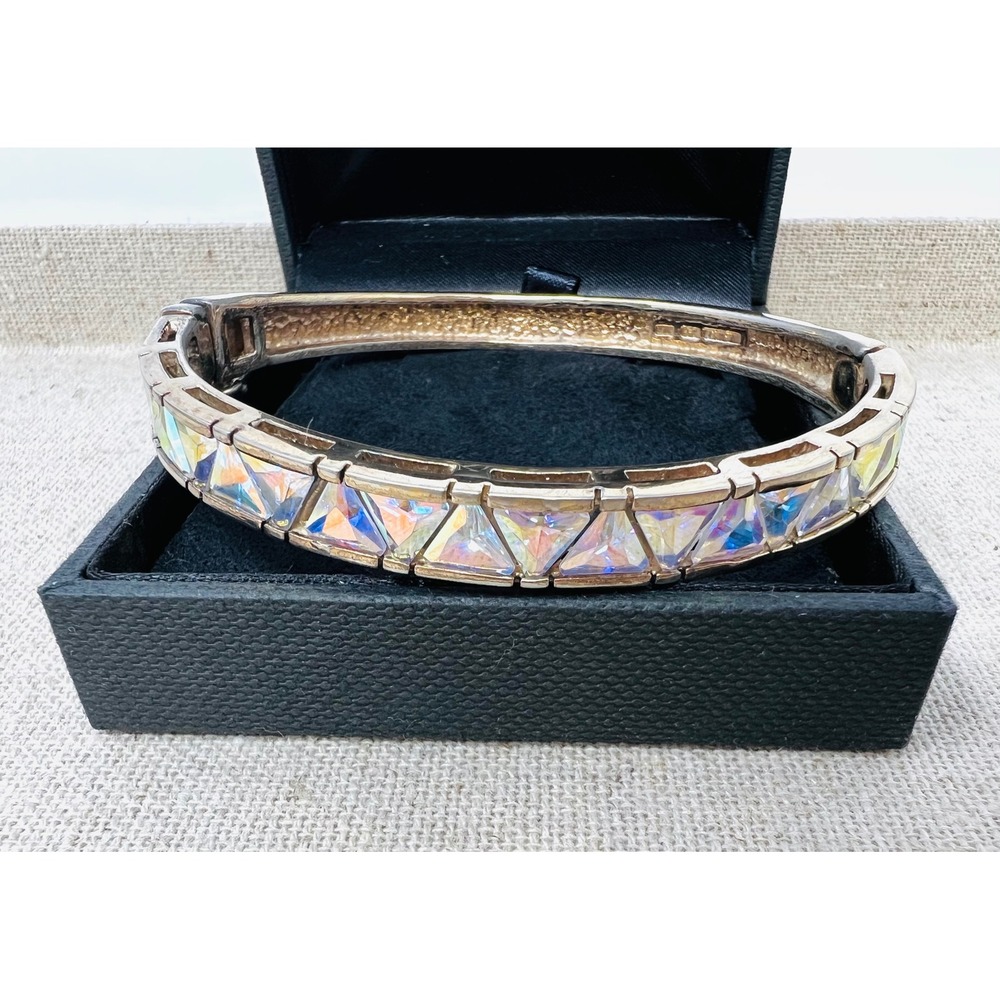 Suzanne Somers Sterling Silver Trillion Cut Aurora Borealis Bangle Bracelet